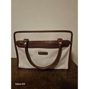 Liz Claiborne White and Brown Leather Handbag